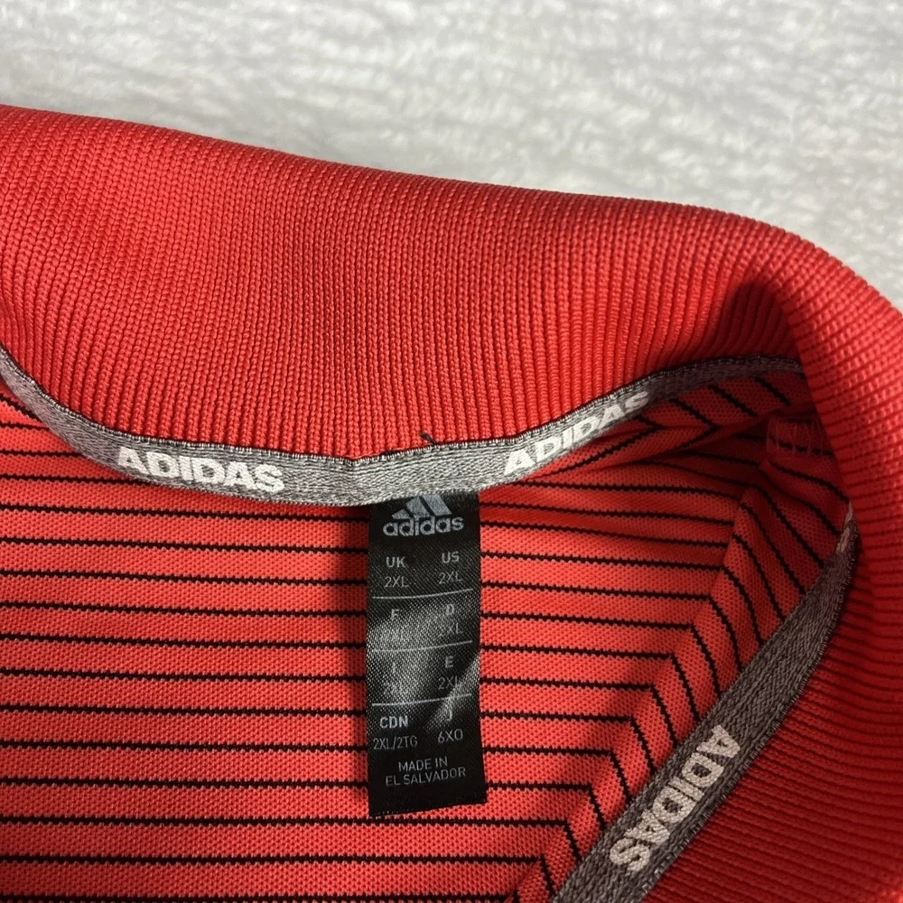 Adidas Men's 2XL‎ Salmon Golf Polo with Blue Stripes